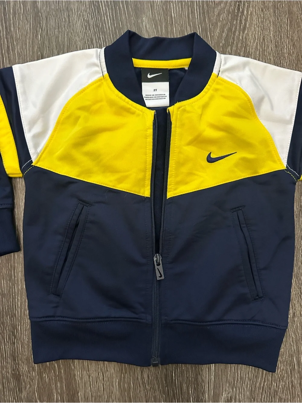 Nike Kids Yellow and Navy Bomber Jacket Full Zip Activewear